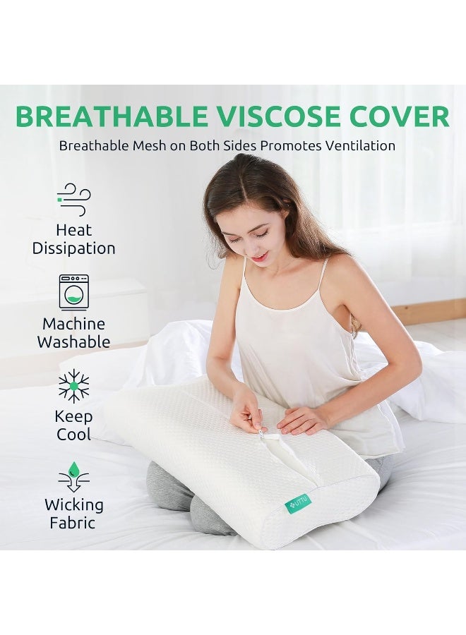 UTTU Sandwich Pillow Queen Size, Contour Pillow for Side Sleepers, Orthopedic Pillow for Neck Pain Relief, Cervical Memory Foam Pillow for Back Pain, Adjustable Memory Foam Pillow, CertiPUR-US - Image 5
